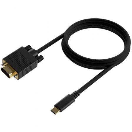 Cable Conversor AISENS A109-0693 / USB Tipo-C Macho - VGA Macho / Hasta 27W / 1.8m / Preto