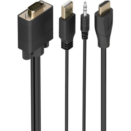 Cable Conversor Aisens A115-1008 SVGA Macho - USB Macho - Jack Macho/ HDMI Macho/ 1.5m/ Negro_0