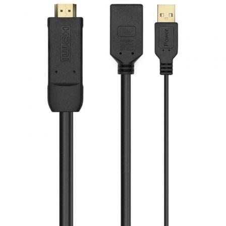 Cable Conversor AISENS A122-0642 / HDMI Macho - DisplayPort Hembra - USB Macho / Preto / 10cm + 10cm