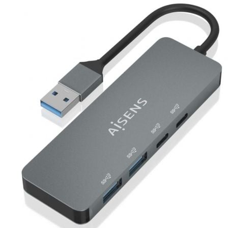 Hub USB 3.2 AISENS / 2xUSB / 2xUSB Tipo-C / Gris / A106-0696
