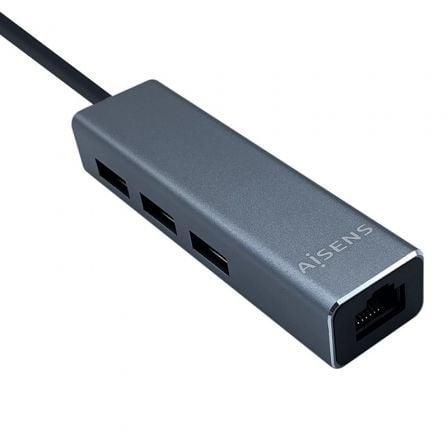 Hub USB Tipo-C AISENS / 3xUSB / 1xRJ45 / Gris / A109-0396