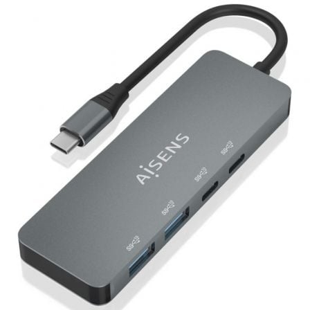 Hub USB Tipo-C AISENS / 2xUSB / 2xUSB Tipo-C / Gris / A109-0694