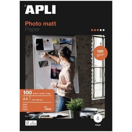 Papel Fotográfico Apli Matt 12626/ DIN A4/ 120g/ 100 Hojas/ Mate_0