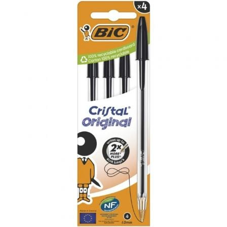 Bolígrafos de Tinta de Aceite Bic Cristal Original 516335/ 4 unidades/ Negros_0