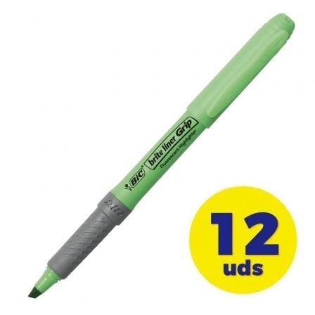 Caja de Marcadores Fluorescentes Bic Brite Liner Grip/ 12 unidades/ Verdes_0
