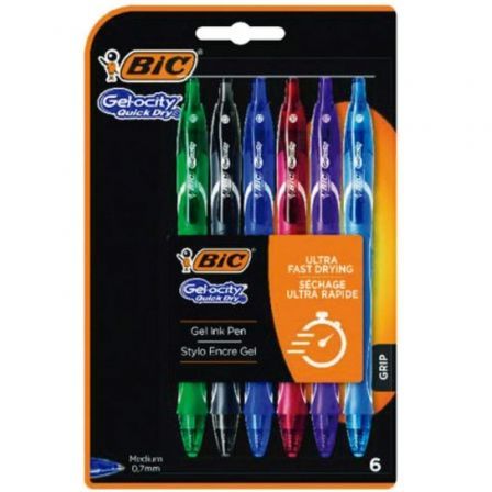 Bolígrafos de Tinta de Gel Retráctil Bic Gelocity Quick Dry 964769/ 6 unidades/ Surtidos_0