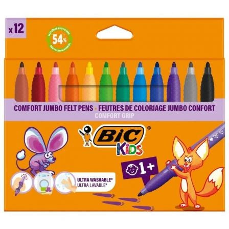 Rotuladores Punta Ancha Bic Kids Comfort Jumbo 517250/ 12 unidades/ Colores Surtidos_0