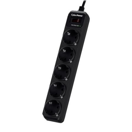 Regleta con interruptor Cyberpower B0520SC0-DE/ 5 Tomas de corriente/ Cable 1.8m/ Negra_0