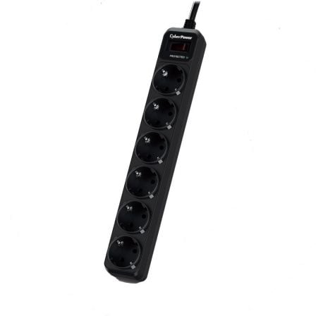 Regleta con interruptor Cyberpower B0620SC0-DE/ 6 Tomas de corriente/ Cable 1.8m/ Negra_0