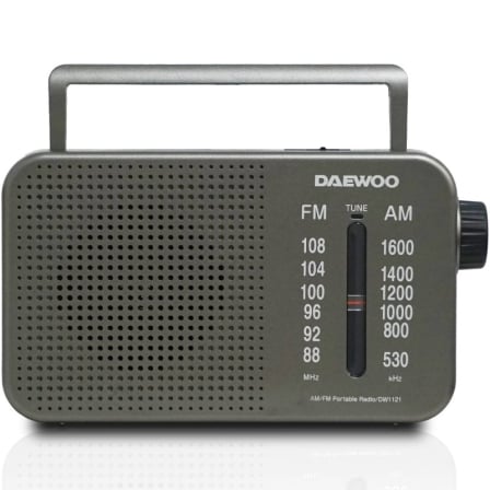 Radio Portátil Daewoo DW1121/con Cable/ a Pilas/ Gris_0