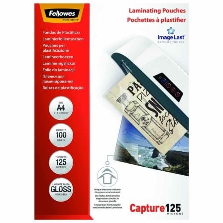 Fundas para Plastificar Fellowes 5307407/ A4/ 125 Micras/ 100 unidades_0