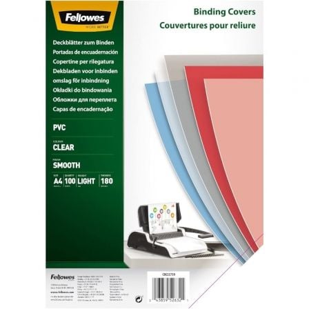 Portadas de PVC Fellowes 5375901/ A4/ 180 Micras/ 100 unidades/ Transparente_0