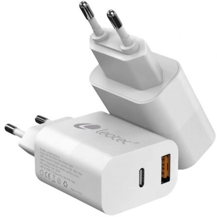 Cargador de Pared Leotec LECSPH20W2W2/ 1xUSB Tipo-C/ 1xUSB/ 20W_0