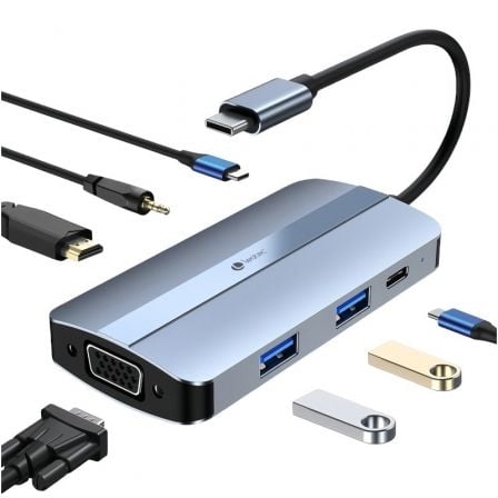 Leotec LEDS04 base para portátil y replicador de puertos Acoplamiento USB 3.2 Gen 1 (3.1 Gen 1) Type-C Gris_0