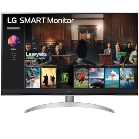 Monitor LG 32SQ700S-W / 31.5" / 4K / Smart TV / Multimédia / Regulável em Altura / Prata e Branco