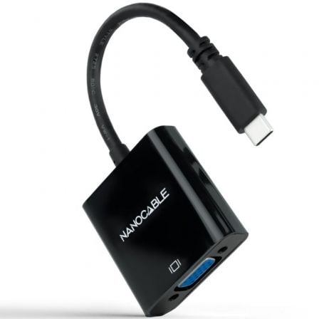 Cable Conversor Nanocable / USB Tipo-C Macho - VGA Hembra / Preto / NAN-ADP_10_16_4101-BK