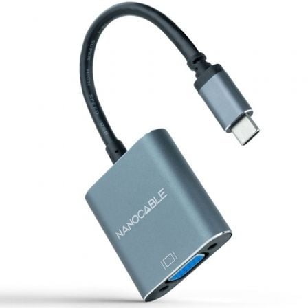 Conversor Nano Cable / USB Tipo-C Macho - VGA Fêmea / 10cm / Preto e Cinza / 10.16.4101-G