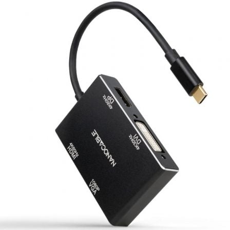 Conversor NANO CABLE / USB Tipo-C Macho para VGA Hembra / DVI Hembra / HDMI Hembra / DisplayPort Hembra / 10cm / Preto / 10.16.4307