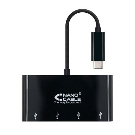 Hub USB Tipo-C Nanocable 10.16.4401-BK / 4xUSB / Preto