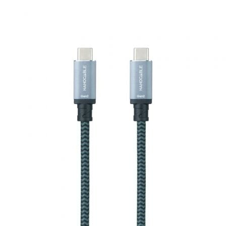 Cabo USB 3.2 Tipo-C Nanocable / 10.01.4103-COMB / Cinza e Preto / 100W / 20Gbps / 3m