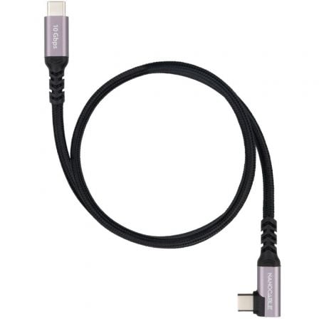 Cable USB 3.2 Tipo-C Acodado Nanocable 10.01.4700/ USB Tipo-C Macho - USB Tipo-C Macho/ Hasta 100W/ 10Gbps/ 50cm/ Negro_0