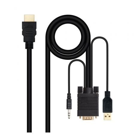 Cabo Conversor Nano Cable / HDMI Macho - VGA Macho - Jack 3.5 Macho - USB Macho / 1.8m / Preto / 10.15.4350