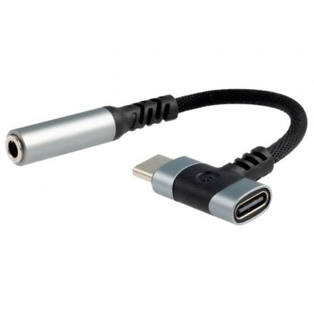 Cable Conversor Audio Nanocable 10.24.1207/ USB Tipo-C Macho - Jack 3.5/ USB Tipo-C Hembra/ 10cm/ Negro_0