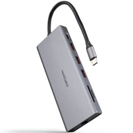 Docking Tipo-C Nanocable 10.16.4612/ 3xUSB/ 1xUSB Tipo-C/ 2xHDMI 4K/ 1xDisplayPort/ 1xRJ45/ 1xLector tarjetas/ 1xJack 3.5/ 1xUSB Tipo-C PD/ Gris_0