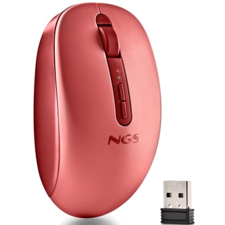 Ratón Ergonómico Inalámbrico NGS Fog Dual FOGDUALRED Silencioso/ Hasta 1600 DPI/ Rojo_0