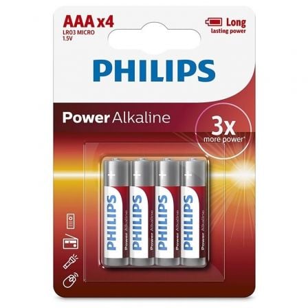 Pack de 4 Pilas AAA Philips LR03P4B/05/ 1.5V/ Alcalinas_0