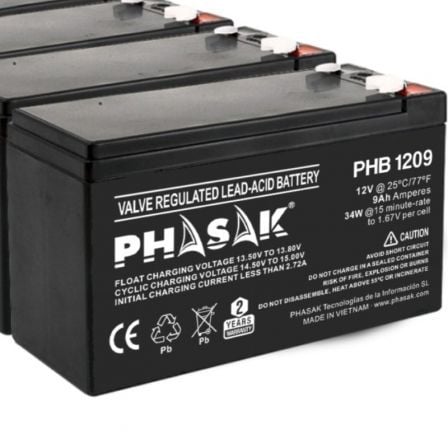 Batería Phasak PHB 1209 compatible con SAI/UPS PHASAK según especificaciones_0