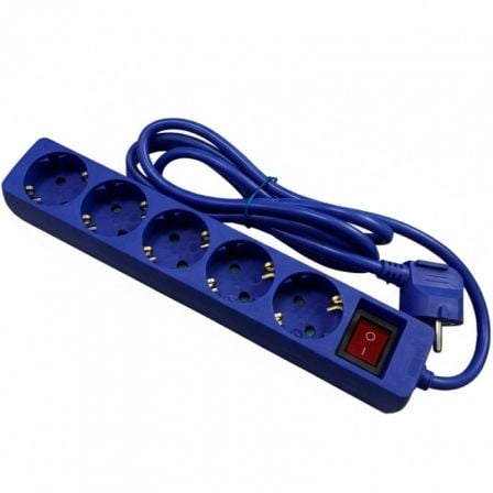 Regleta con Interruptor Phasak BN 0825/ 5 Tomas de Corriente/ Cable 1.8m/ Azul_0