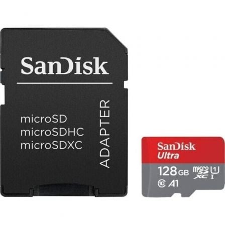 Tarjeta de Memória SanDisk Ultra 128GB microSD XC com Adaptador / Classe 10 / 140MBs / SDSQUAB-128G-GN6MA