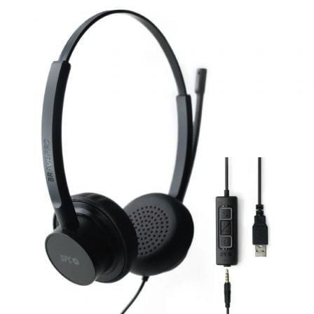 Auriculares SPC Brave Pro/ con Micrófono/ Jack 3.5/ USB/ Negros_0