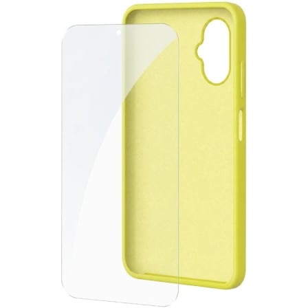 Funda Silicona + Protector de Pantalla de Cristal Templado SPC Wuum One Protection Pack 4354Y/ Compatible con SPC Wuum One/ Amarilla_0