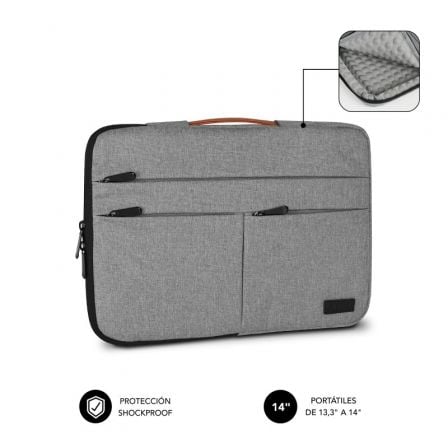 Funda Subblim Air Padding 360 Sleeve para Portátiles hasta 14"/ Gris Claro_0