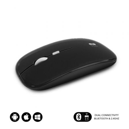 Ratón Inalâmbrico SUBBLIM / Preto / Dual Flat / Batería Recarregável / Até 1600 DPI / SUB-MOU_DUAL_FLAT_RECAR_BK
