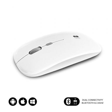 Ratón Inalámbrico SUBBLIM / Bluetooth / Dual Flat / Batería recargable / Até 1600 DPI / Branco / SUB-MOU_DUAL_FLAT_RECAR_WH
