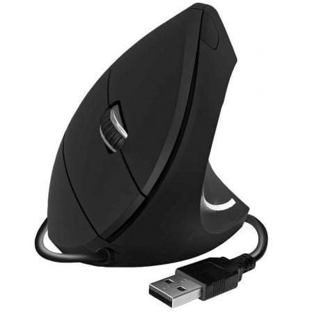 Ratón Ergonómico Subblim Glide Vertical Ergo Wired / Até 1600 DPI / Preto / SUB-MOU_G_VERT_ERGO_WIRED_BK