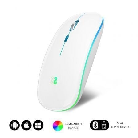 Ratón Inalámbrico SUBBLIM / LED Dual / Batería Recargable / Até 1600 DPI / Branco / PE20505102