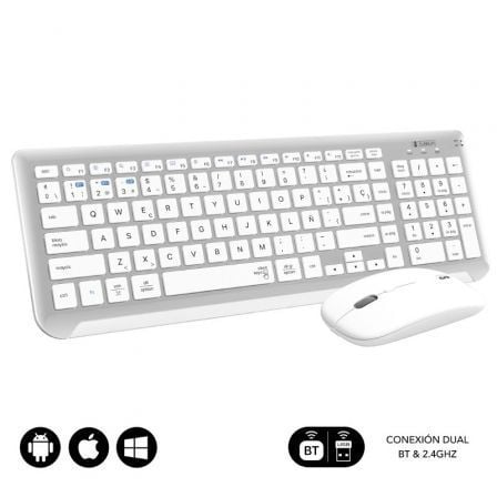 Teclado e Ratón Inalâmbrico Subblim Combo Dual Prestige Extendido / Branco e Prata / SUB-TEC_COMBO_D_PRES_EXT_WH