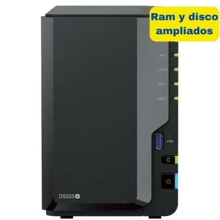 NAS Synology Diskstation DS225+/ 2 Bahías 3.5"- 2.5"/ 6GB DDR4/ 8TB/ Formato Torre_0