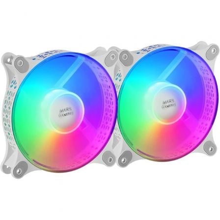 Pack 2 Ventiladores Mars Gaming MFDUOW/ 12cm/ FRGB/ Blancos_0