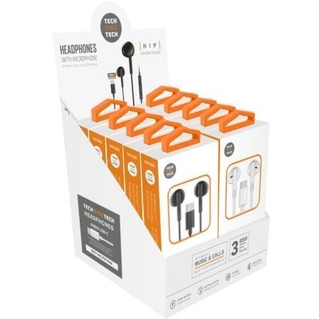 Expositor de Auriculares TECH ONE TECH / Inclui 5 Auriculares Brancos e 5 Auriculares Pretos / TEC1303