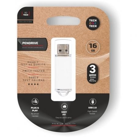Pendrive 16GB Tech One Tech Basic USB 2.0/ Blanco_0