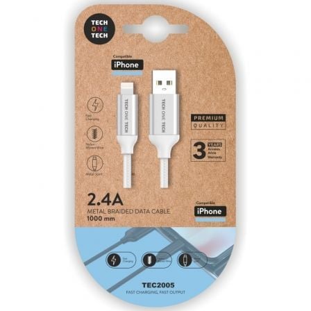 Cabo USB 2.0 Tech One Tech / Macho - Lightning Macho / 1m / Branco / TEC2005