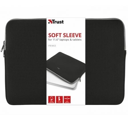 Funda Trust Primo Soft Sleeve para Portátiles/ Tablets hasta 11.6"/ Negra_0