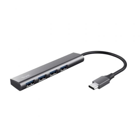 Hub USB Tipo-C Trust Halyx / 4xUSB / Preto
