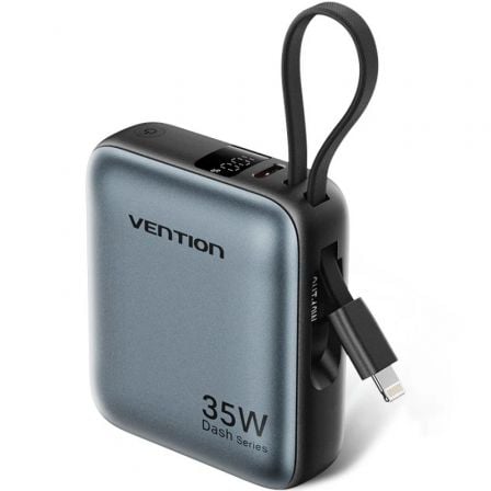 Powerbank 10000mAh Vention FHFN0/ 35W/ Gris/ Incluye Cable USB TIpo-C y Lightning_0