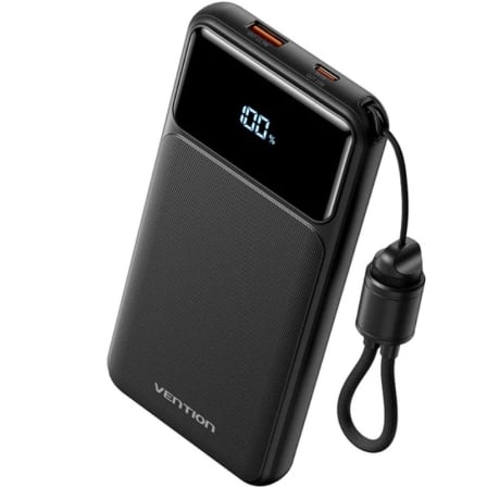 Powerbank 10000mAh Vention XGYB0-39-TY/ 22.5W/ Negro/ Incluye Cable USB Tipo-C_0